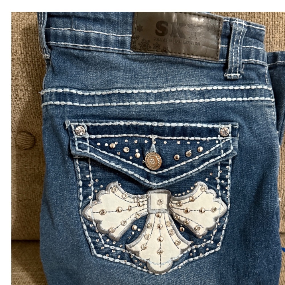SKY Jeans Embellished Back Pocket Size 11/12 Blue Excellent Rhinestone Y2K
